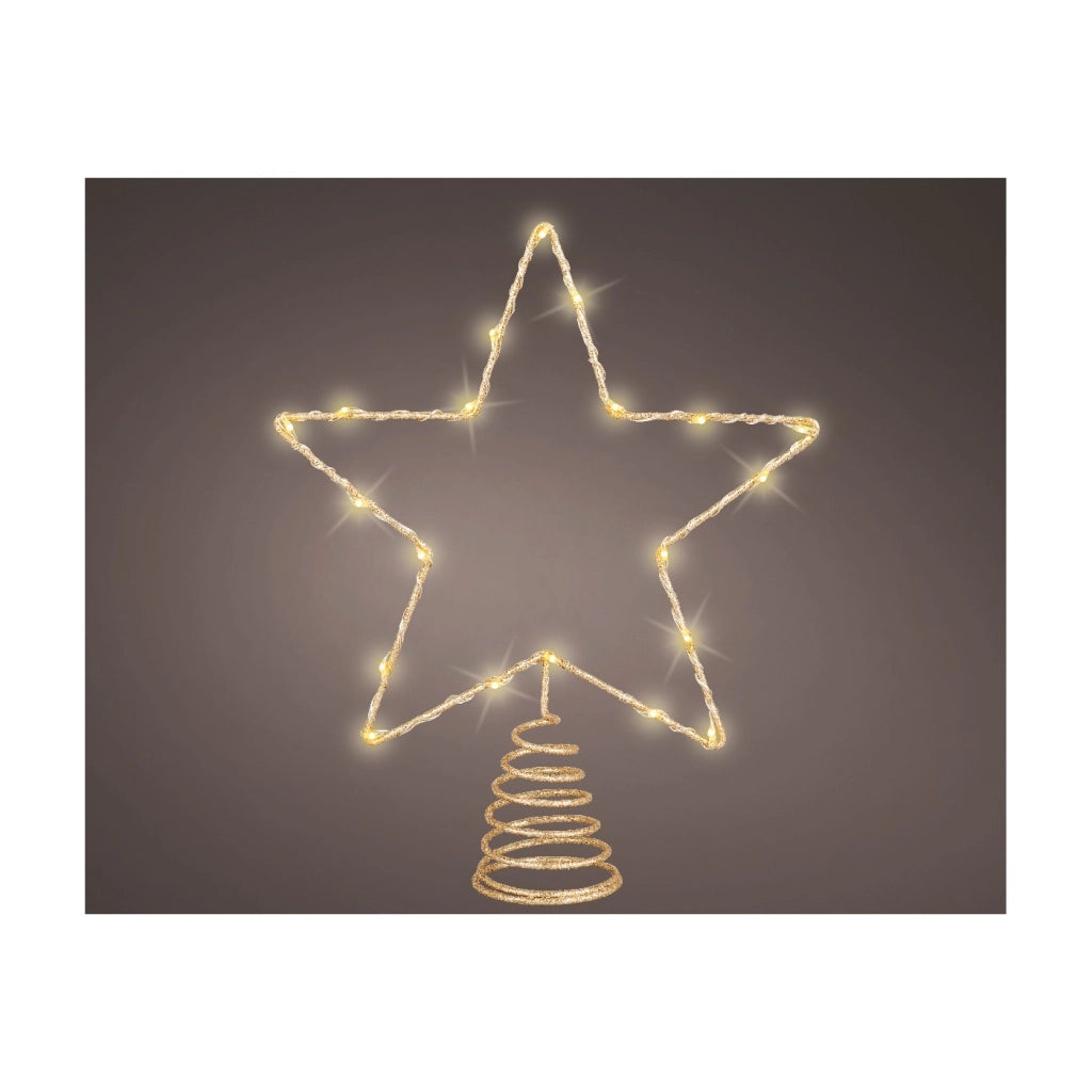 Puntale met. Stella oro c/micro LED 22x27cm