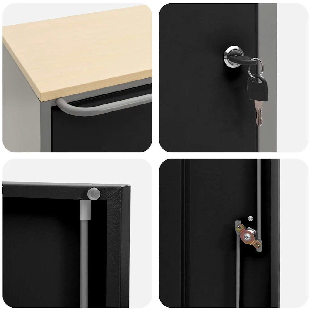 Banco da lavoro con lo scaffale Nero e Grigio 75 x 45 x 85 cm 4103485