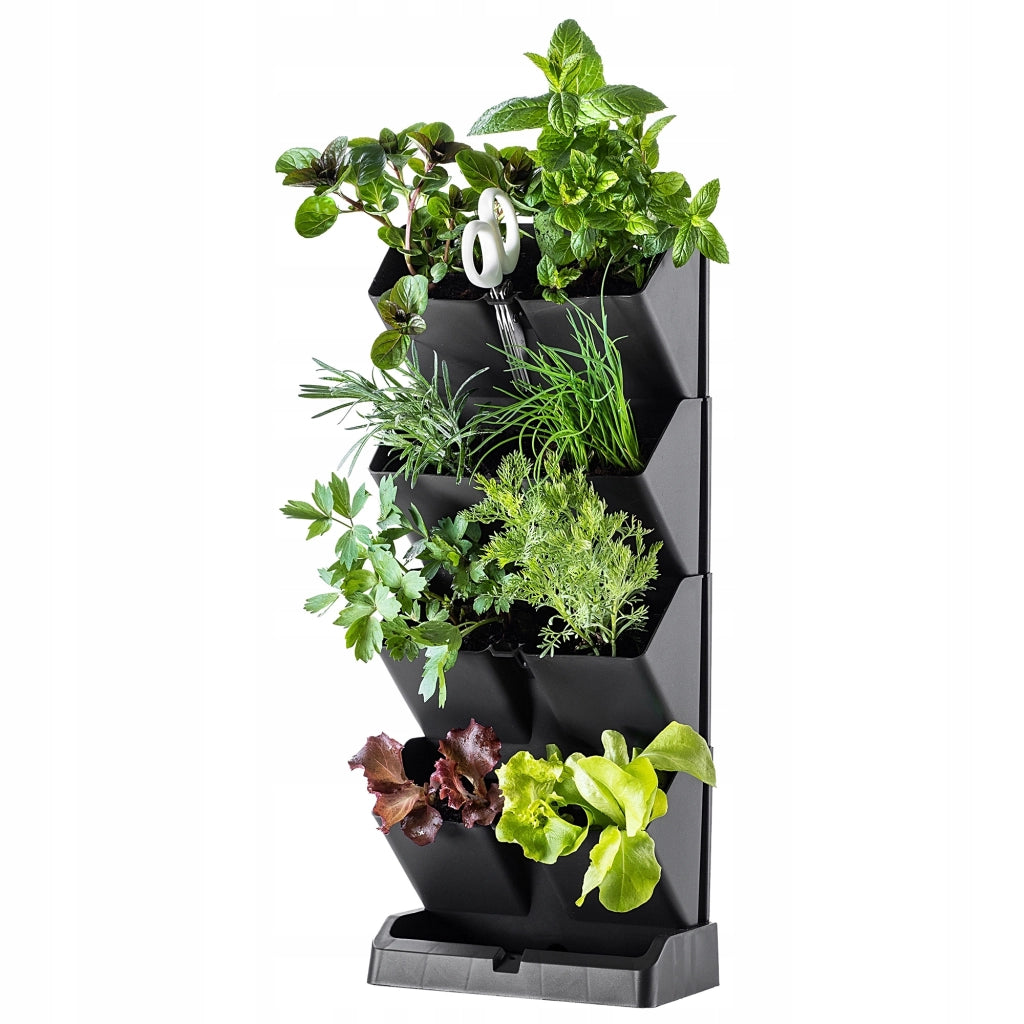 KADAX Vaso da fiori verticale a cascata a 4 moduli con supporto