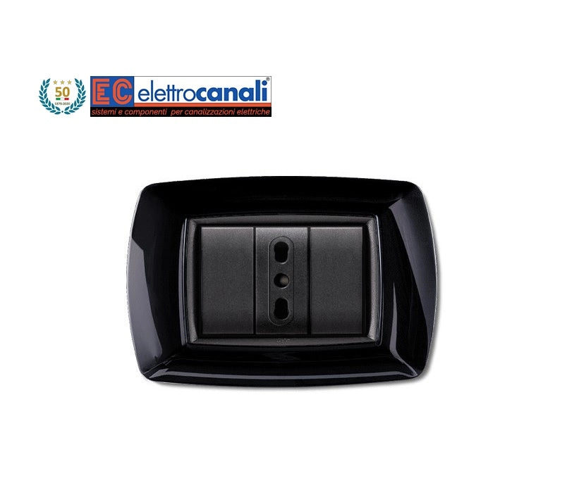 PLACCA COPRINTERRUTTORE NERA GLITTER 'MYLIFE' 7 Moduli - EC ELETTROCANALI