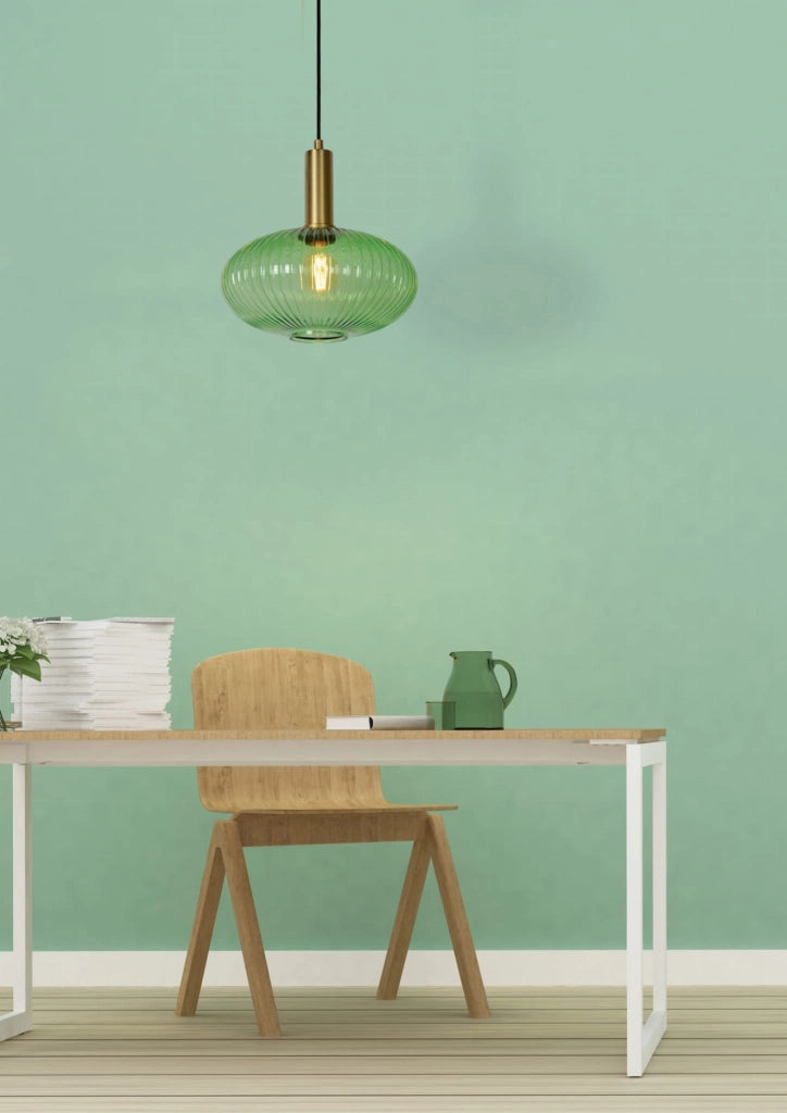 Lampada a sospensione Lucide Maloto Ø30 verde oro E27