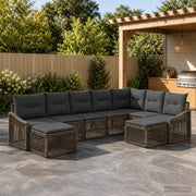 Set Divano da Giardino 9 pz Grigio polyrattan 3436193