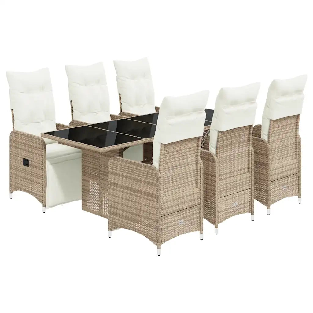 Set Bistrò da Giardino 7 pz con Cuscini in Polyrattan Marrone 3277215