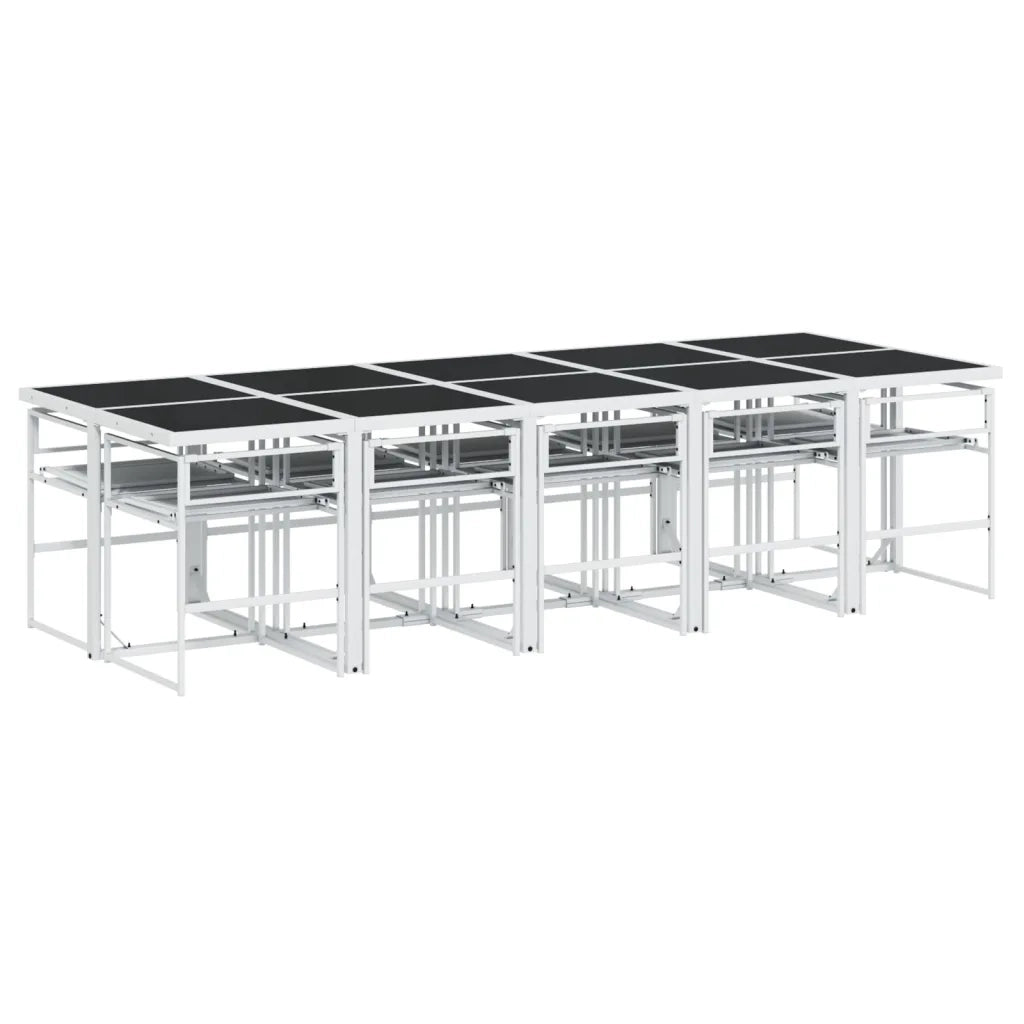 Set da Pranzo da Giardino 11 pz con Cuscini Bianco in Textilene 3295091