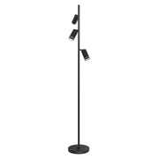 Lampada da terra Paris nera, anello acrilico 3xGU10 Polux