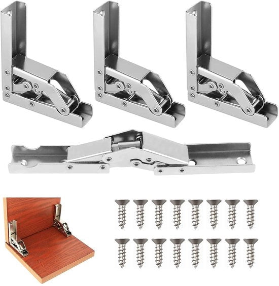 Accessori di fissaggio per mobili - 90/180 gradi - Supporto di tavolo pieghevole e occultabile - In acciaio di alta qualità - 4 pezzi