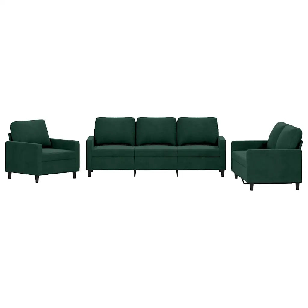 Set di Divani 3 pz con Cuscini Verde scuro in Velluto 3201478