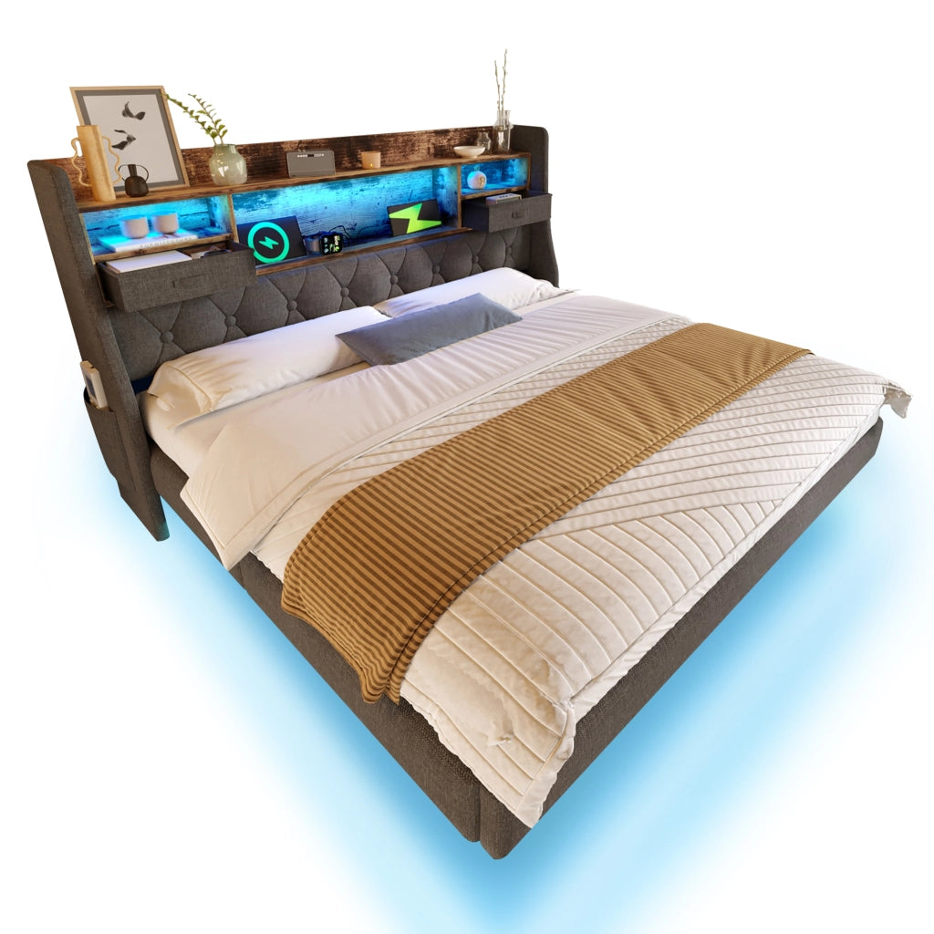 letto imbottito lino grigio 160 x 200 cm