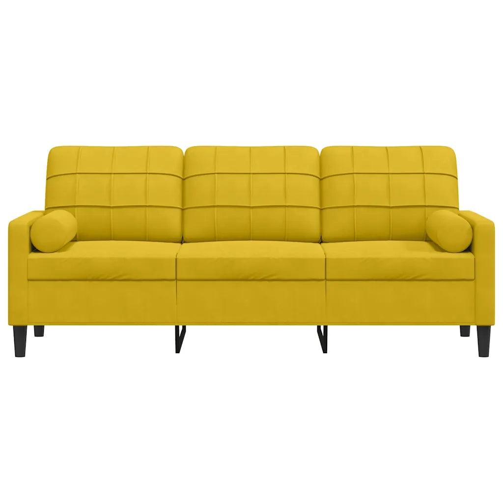 Divano a 3 Posti con Cuscini-Sofa 3 Posti con Cuscini Giallo 180 cm in Velluto 379266