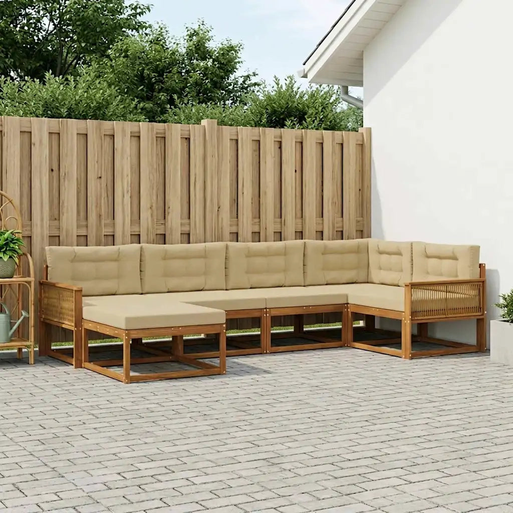 Set di divani da esterno con cuscino 6 pcs Naturale e Beige 3382711