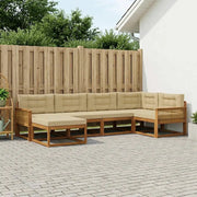 Set di divani da esterno con cuscino 6 pcs Naturale e Beige 3382711