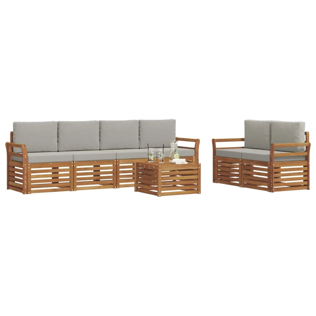 Set di divani da esterno 7 pcs Grigio Naturale e Chiaro 3374411
