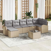 Set di divani con cuscino 8 pcs Beige polyrattan 3354809