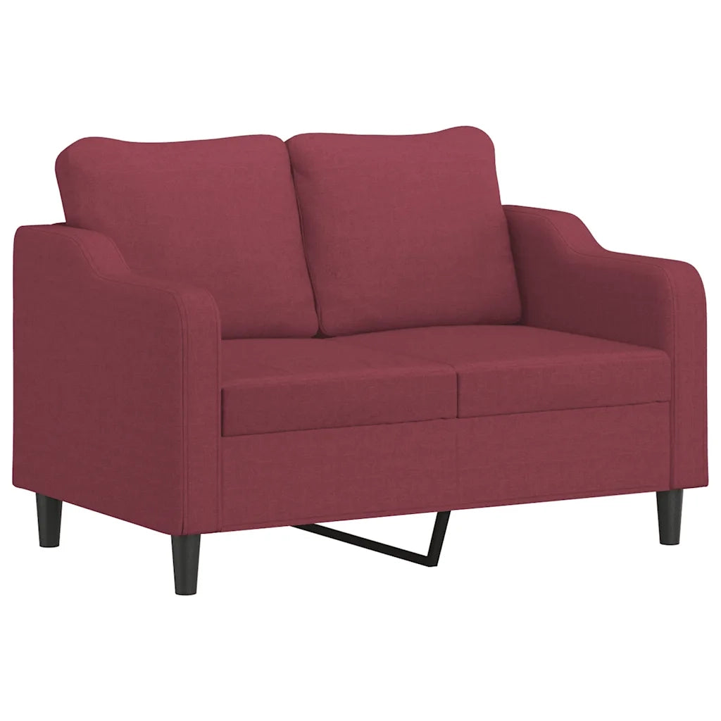 Set di Divani 3 pz con Cuscini Rosso Vino in Tessuto 3201832