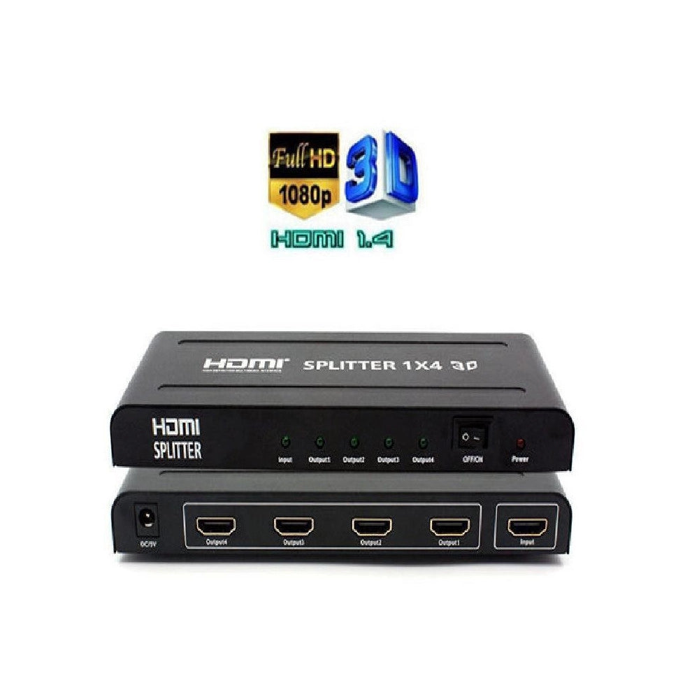 Trade Shop - Splitter 4 Hdmi 1.4 Full Hd 1080p 3d 4 Uscite Alta Risoluzione Switch -