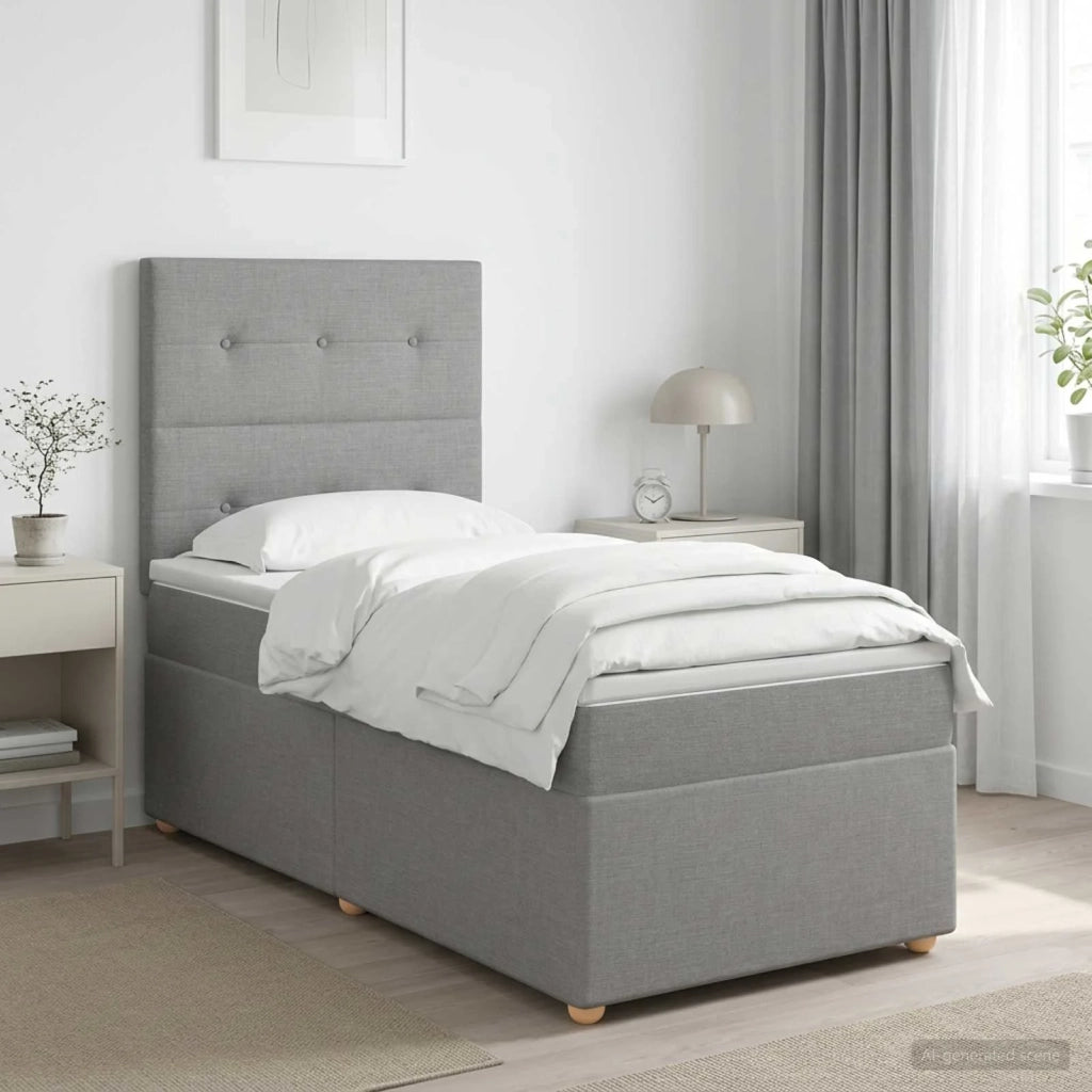 Letto box spring con materasso Grigio Chiaro Singolo Tessuto 3453979