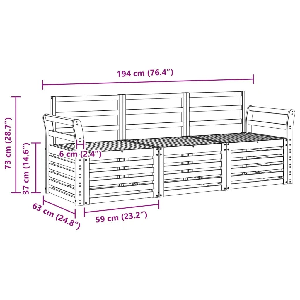 Set divani Legno di Acacia Massello 3391314