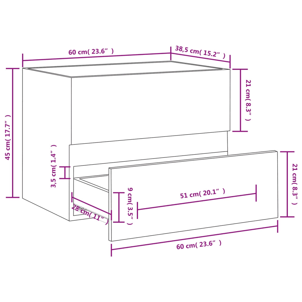 Mobile Lavabo-Armadietto da bagno Bianco 60x38,5x45 cm in Legno Multistrato