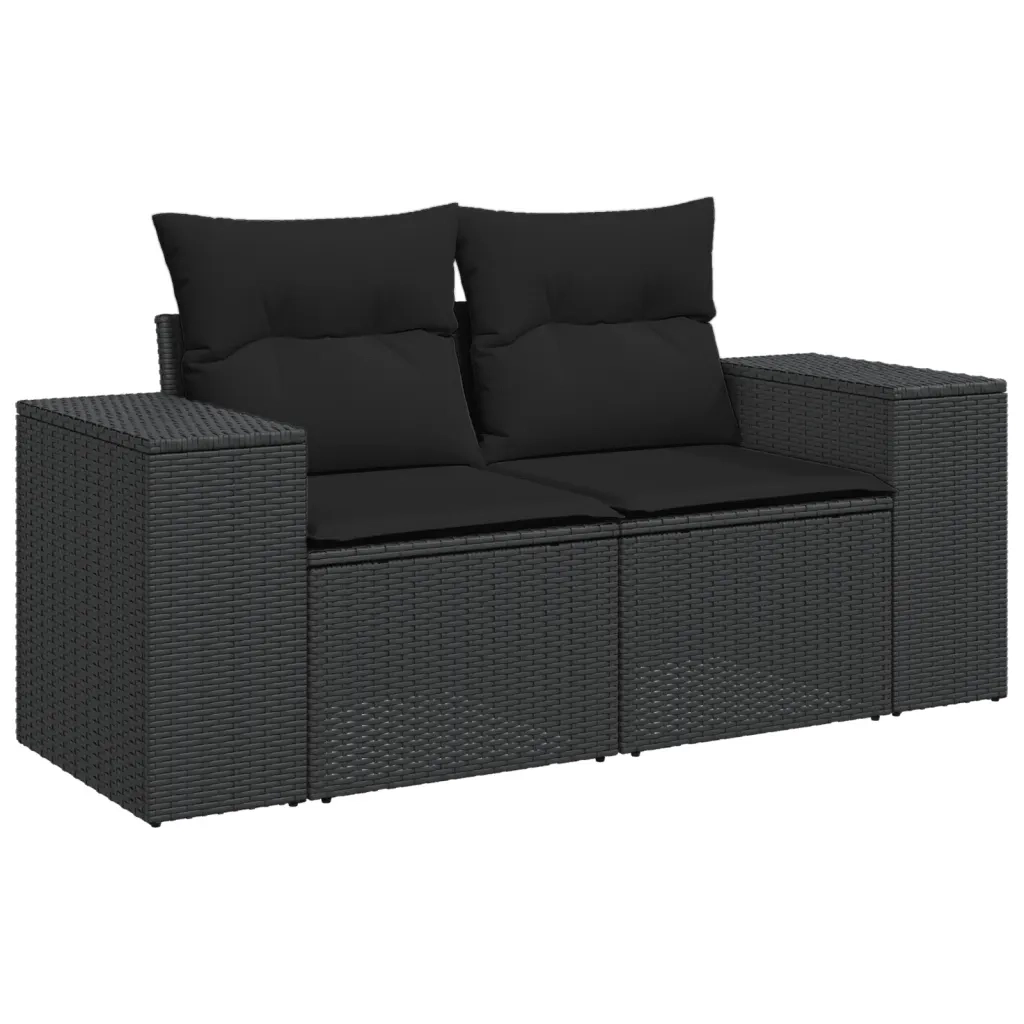 Set Divani da Giardino 11 pz con Cuscini in Polyrattan Nero 3225621