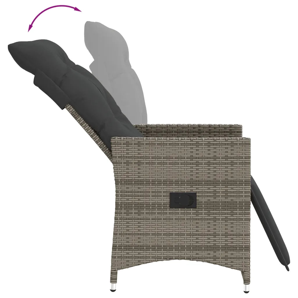 Set da Bistrò 3 pz con Cuscini Grigio in Polyrattan 365675