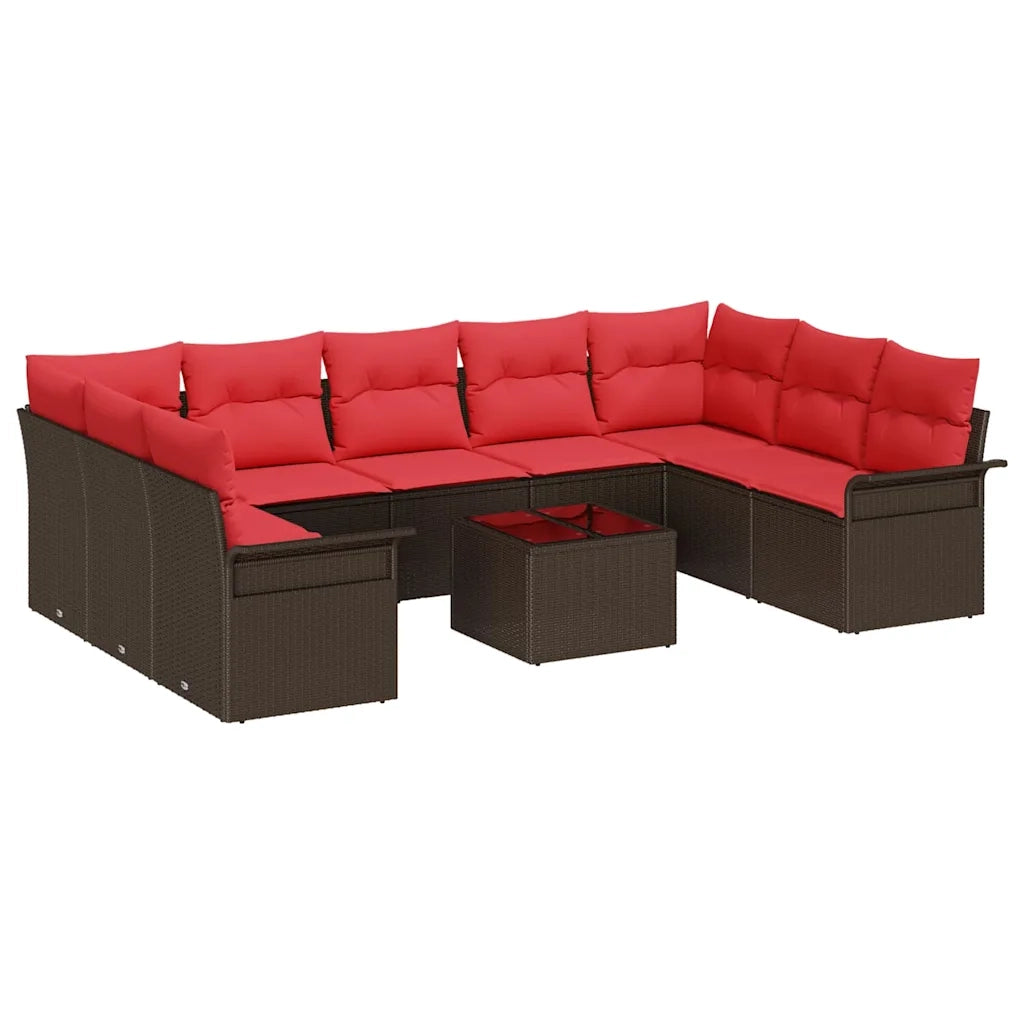 Set Divano da Giardino con cuscino 10 pcs Marrone polyrattan 3345534