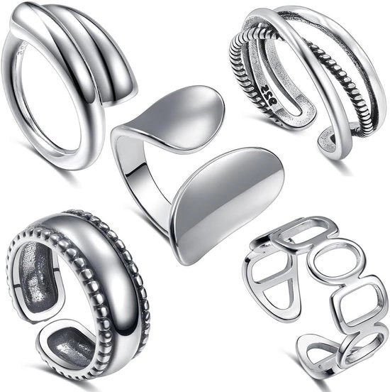 Set di anelli midi stapabili in argento - adattabile - per donne e ragazze
