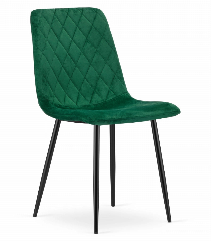 Sedia VALORA TURIN - Design ergonomico in velluto verde scuro x 3