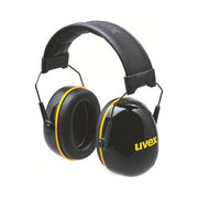 Uvex 2630020 K20 Cuffie Antirumore Pieghevoli SNR 33 dB Fascia Imbottita Cuscinetti Memory Foam colore Nero Giallo