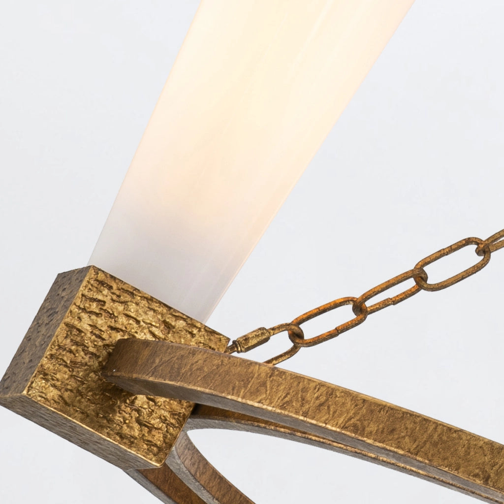 Lampadario Art Déco oro Ø84 4xE27 opale Kristy Elstead