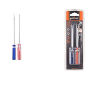 Trade Shop - Set 2 Pezzi Cacciavite A Taglio E A Stella 75mm Con Manico Cristallo 3" 91895 -