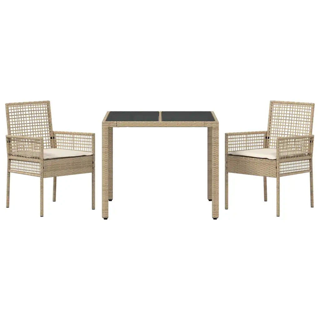 Set da Pranzo per Giardino 3 pz | Set Salotto da Giardino Beige polyrattan