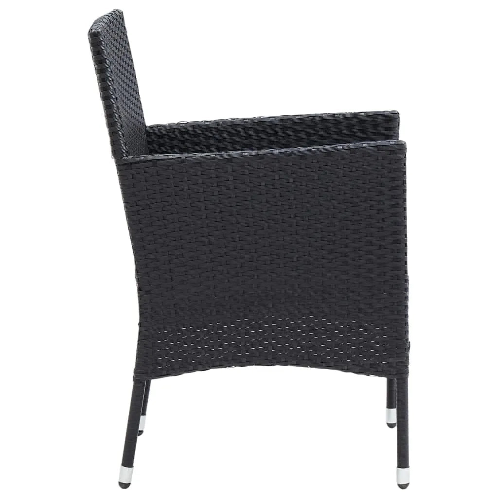 Set da Pranzo da Giardino 7 pz Nero con Cuscini in Polyrattan 3094977