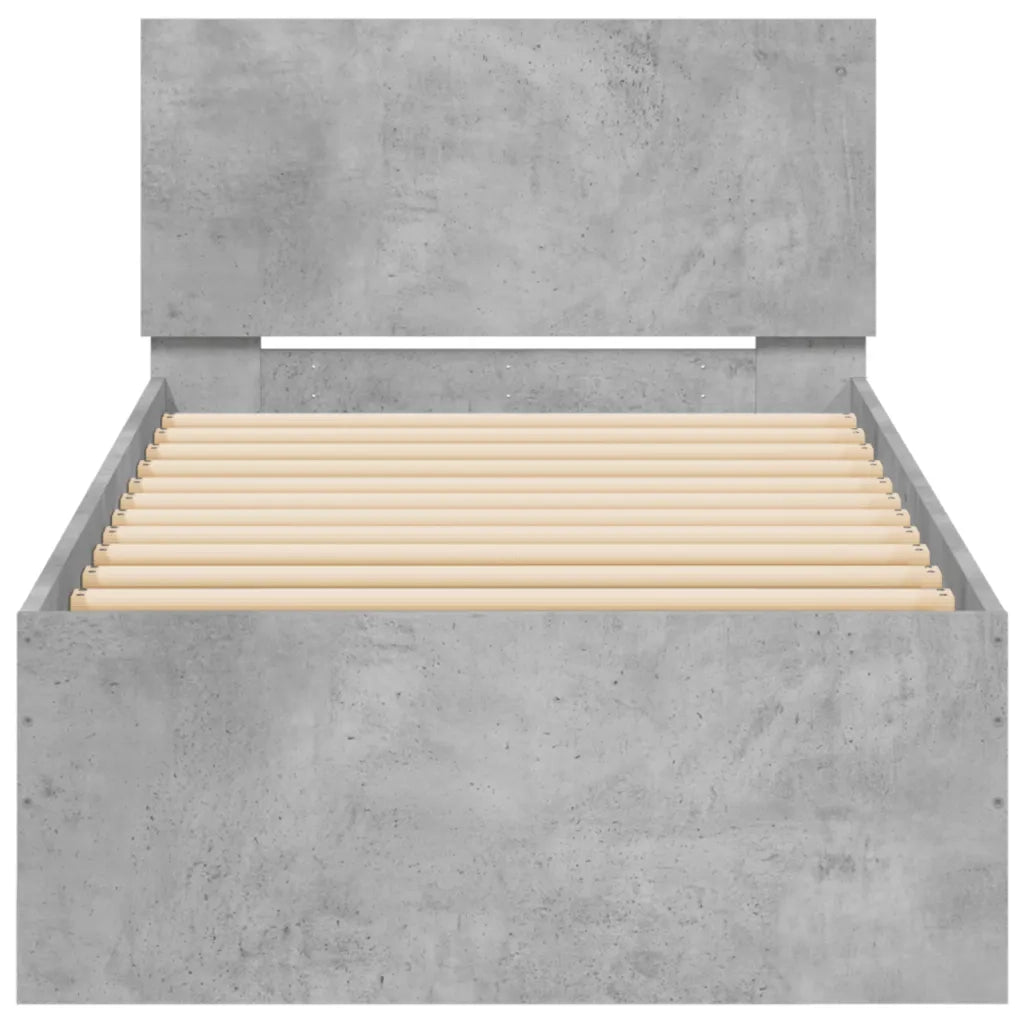 Giroletto con Testiera e LED Grigio Cemento 90x190 cm 838837