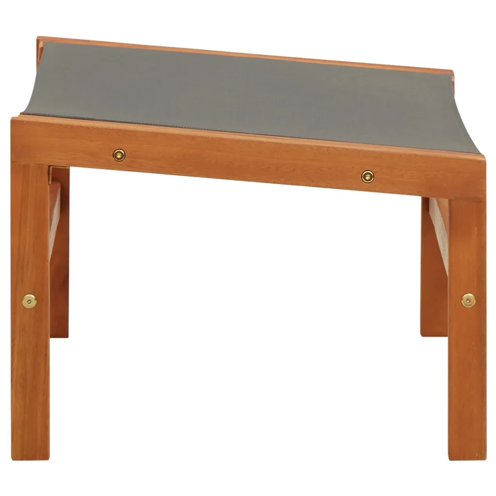 Sedia da Giardino | Sedie da Esterno con Pouf Grigia Eucalipto e Textilene