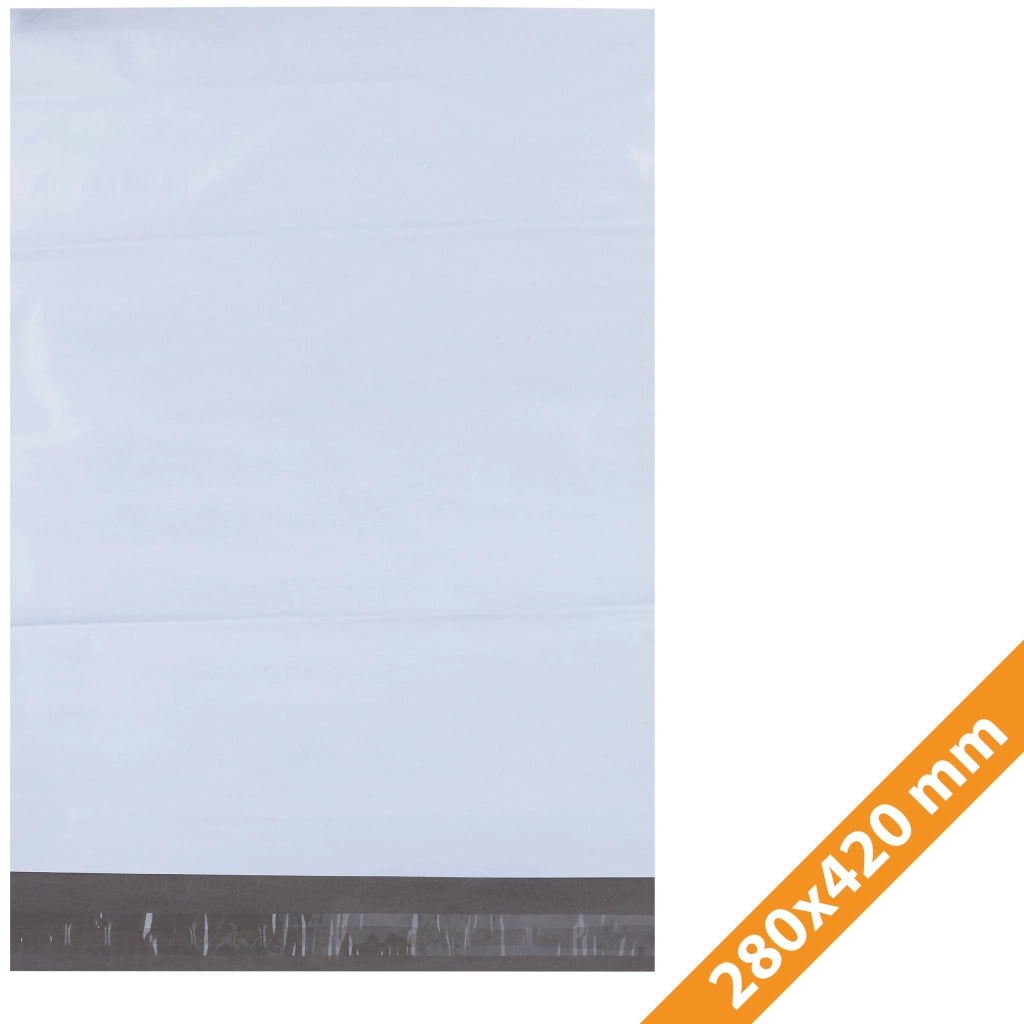 Buste Corriere Bianche 280x420mm 100 Pezzi – LDPE Resistente, Impermeabile, Sicurezza Dati