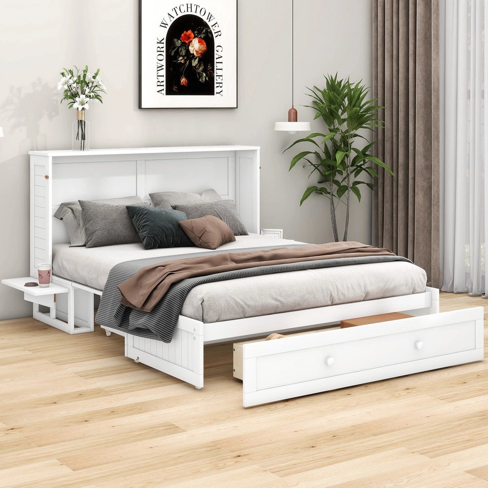 Letto a Scomparsa con Cassetti e Ripiano ¨C MINIMAL ¨C Bianco 140x200