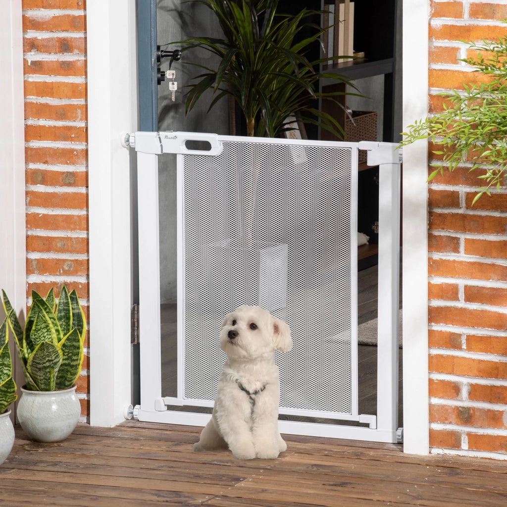 Cancelletto per Cani Regolabile ¨C Xylo ¨C Acciaio e ABS, 75-82x76 cm, Bianco