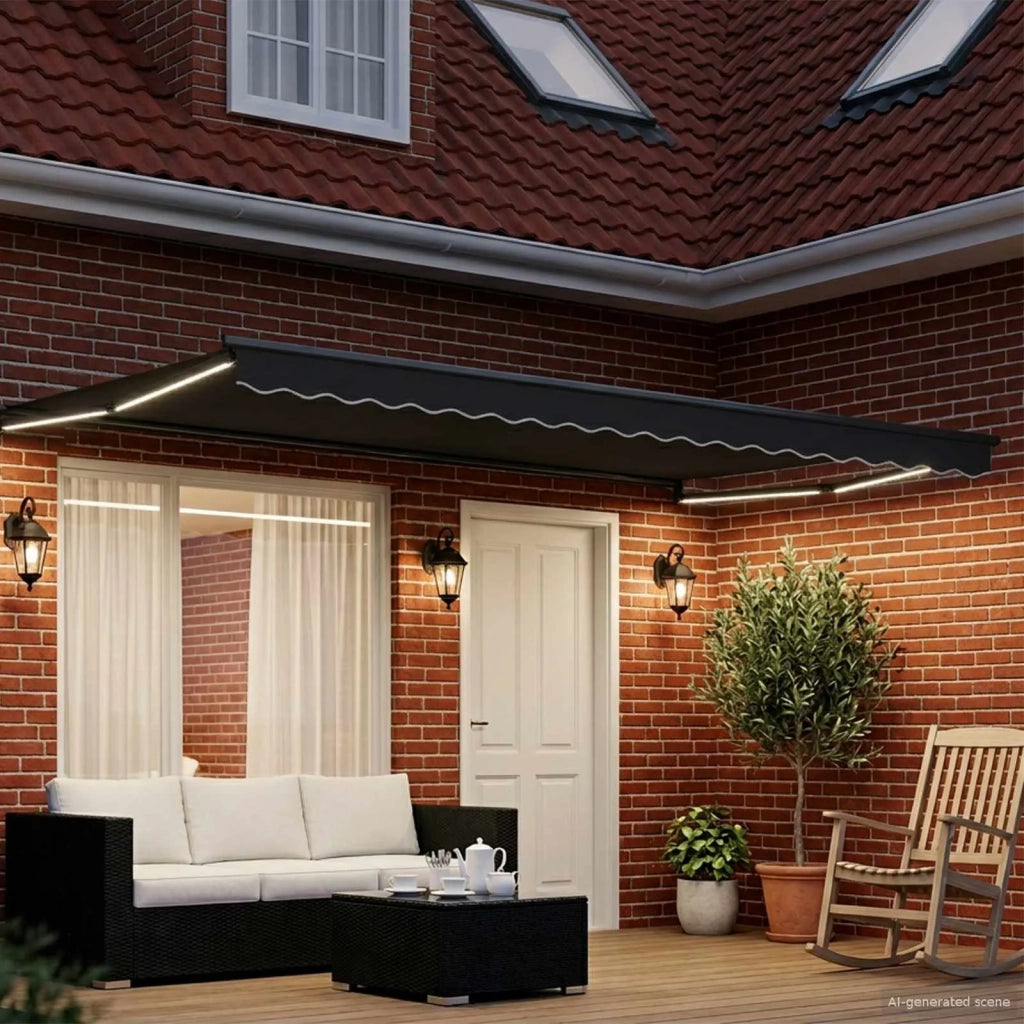 Tenda retrattile manuale con LED Antracite 4 × 3 m 3419458