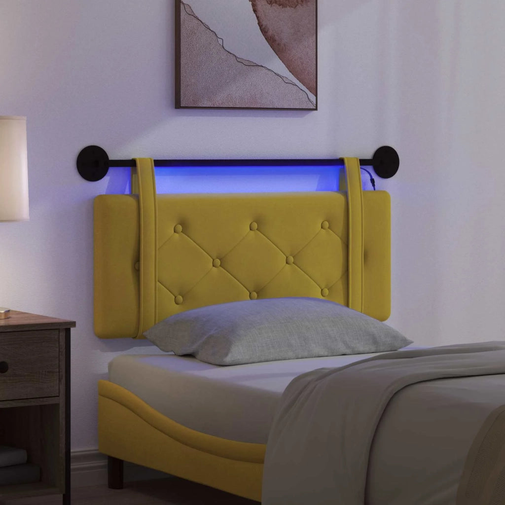 Testiera | Testata sospesa Con luce LED Giallo Velluto