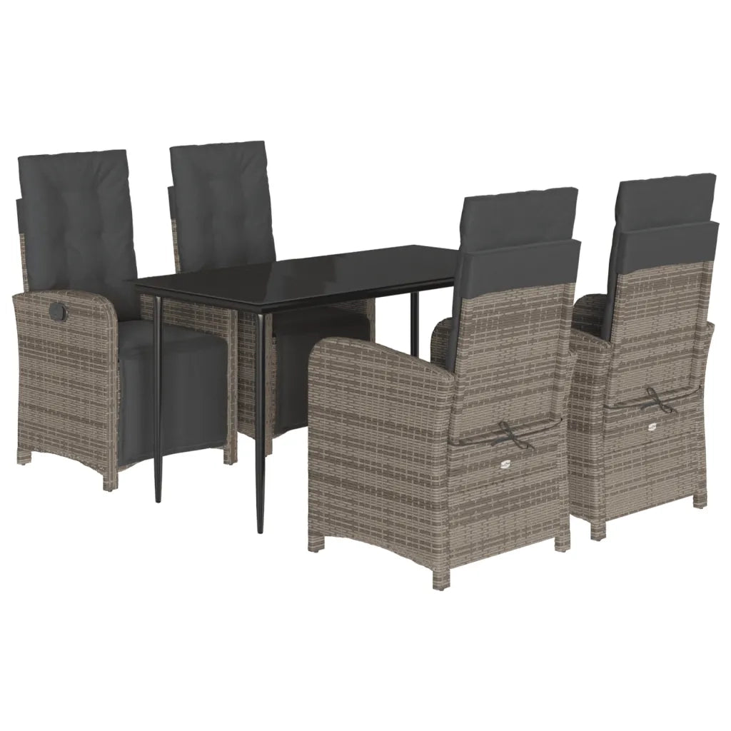Set da Pranzo da Giardino 5 pz con Cuscini in Polyrattan Grigio 3212558