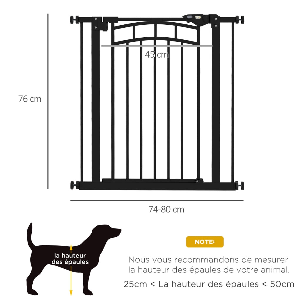 Barriera per cani e scale ¨C zephmum ¨C Nero 74-80x76 cm