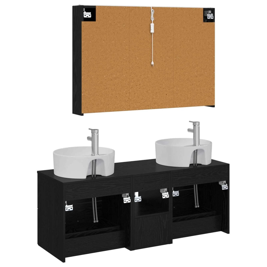 Set di mobili per il bagno 4 pz Rovere Nero 3406904