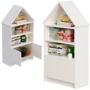 Scaffale a forma di casetta per bambini, ideale per bambole e libri,