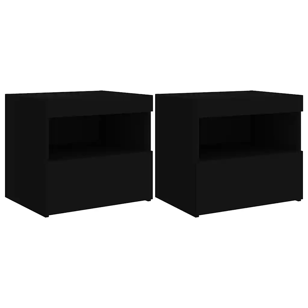 Comodini con Luci LED 2pz Neri 50x40x45 cm 836766