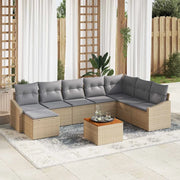Set Divano da Giardino 9 pcs Beige e Grigio Chiaro polyrattan 3356537
