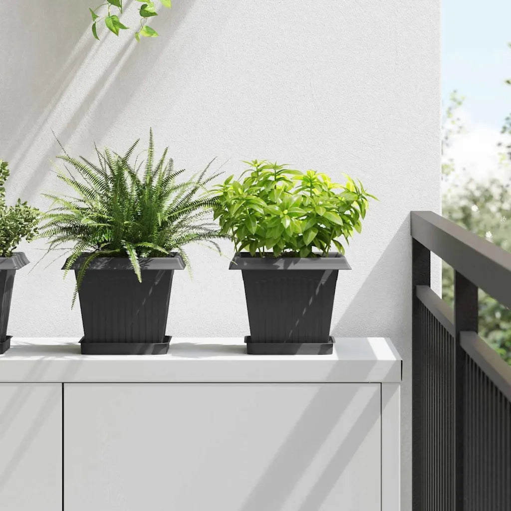 Fioriere | Cassetta per fiori | Vasi per Piante 24 pz Nero 20 x 20 x 16 cm Plastica