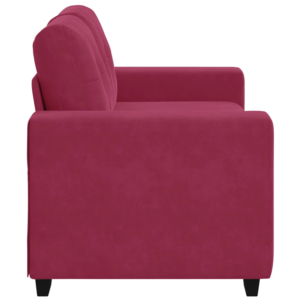 Divano a due posti con cuscino-Sofa 2 Posti Rosso vino Velluto