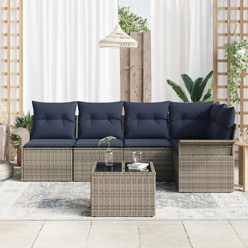 Set Divano da Giardino 6 pcs Grigio polyrattan 3354044