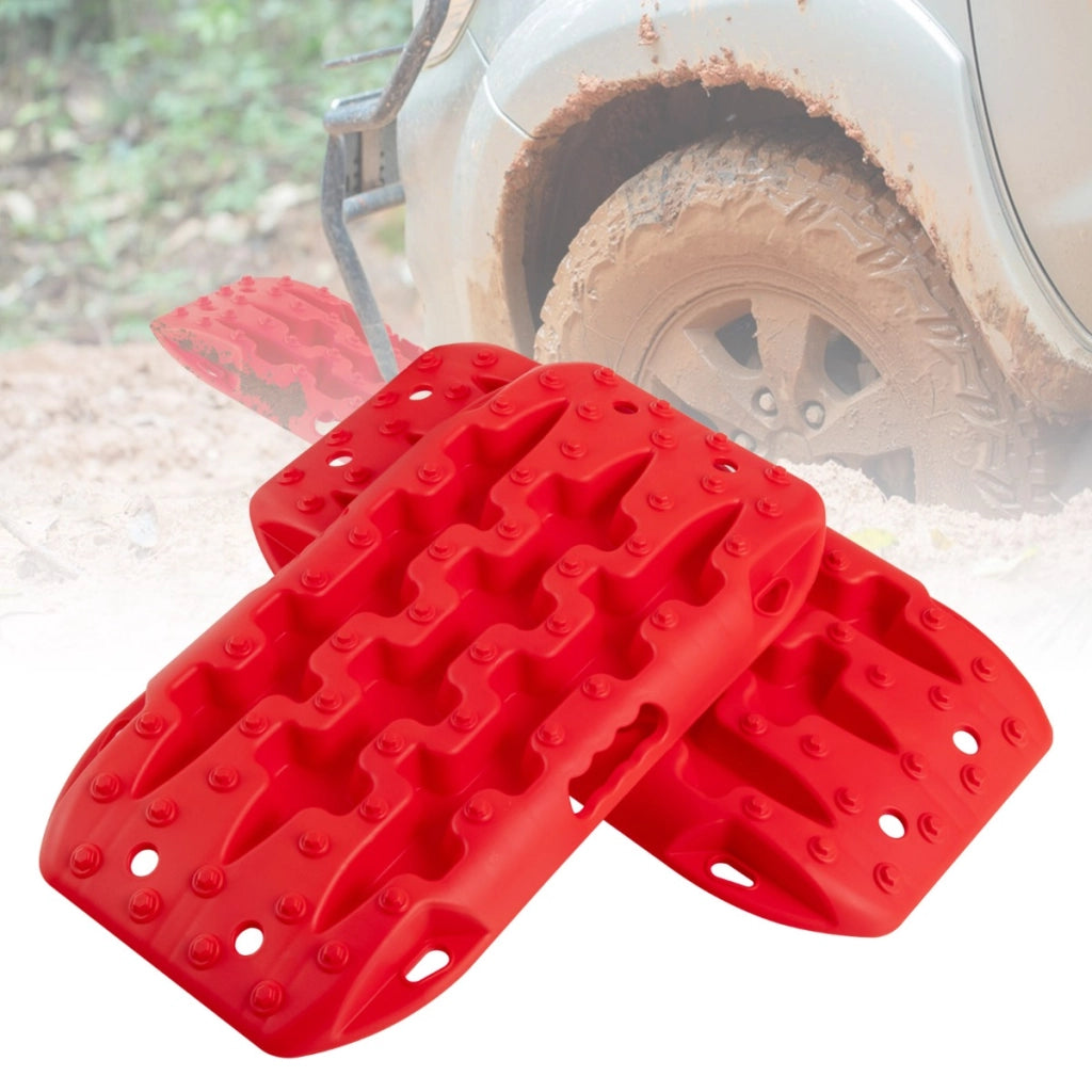 2 Tavole di recupero per fuoristrada, Piastre di trazione per liberare veicoli da neve sabbia 58x31x6cm Rosso-Accessori per veicoli