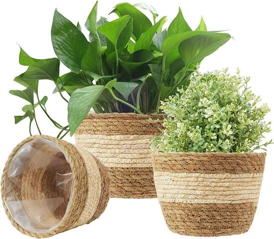 Bacche di giardino in stile mare in 3 misure per interni ed esterni - contenitori di vaso copriporta per la decorazione di casa (beige)